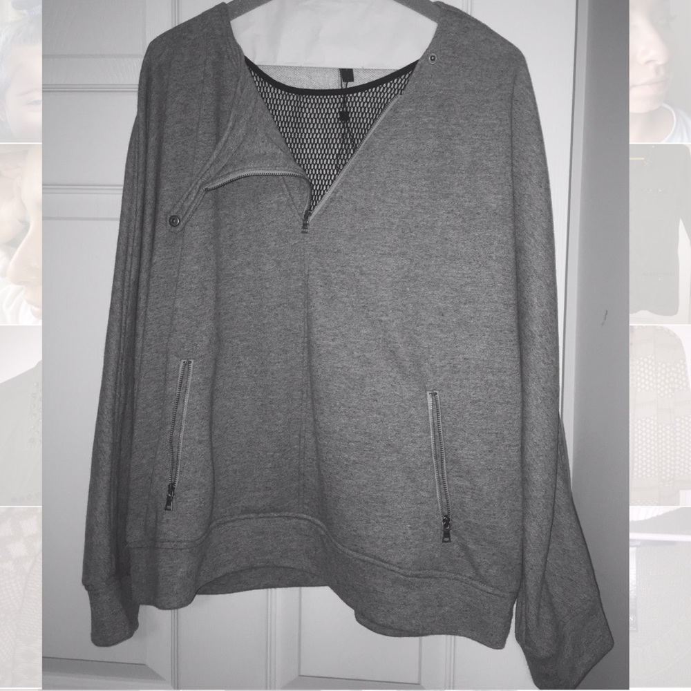 BCBG MAXAZRIA Sweater with mesh/zipper detail