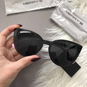 LAST ONE Women' Black Cat Eye Polarized Sunglasses