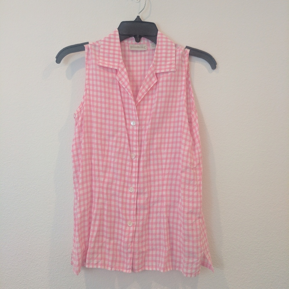 Banana Republic pink gingham sleeveles 1990s label