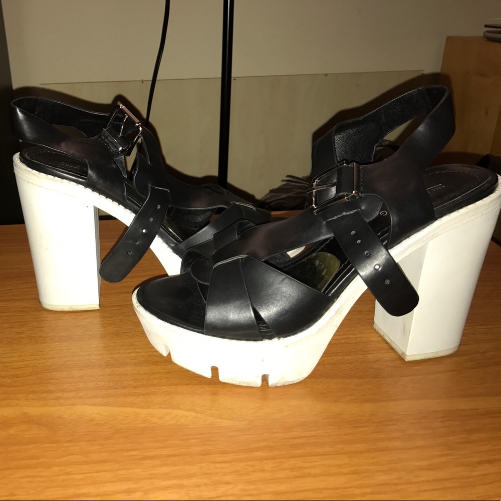 Black white high heels