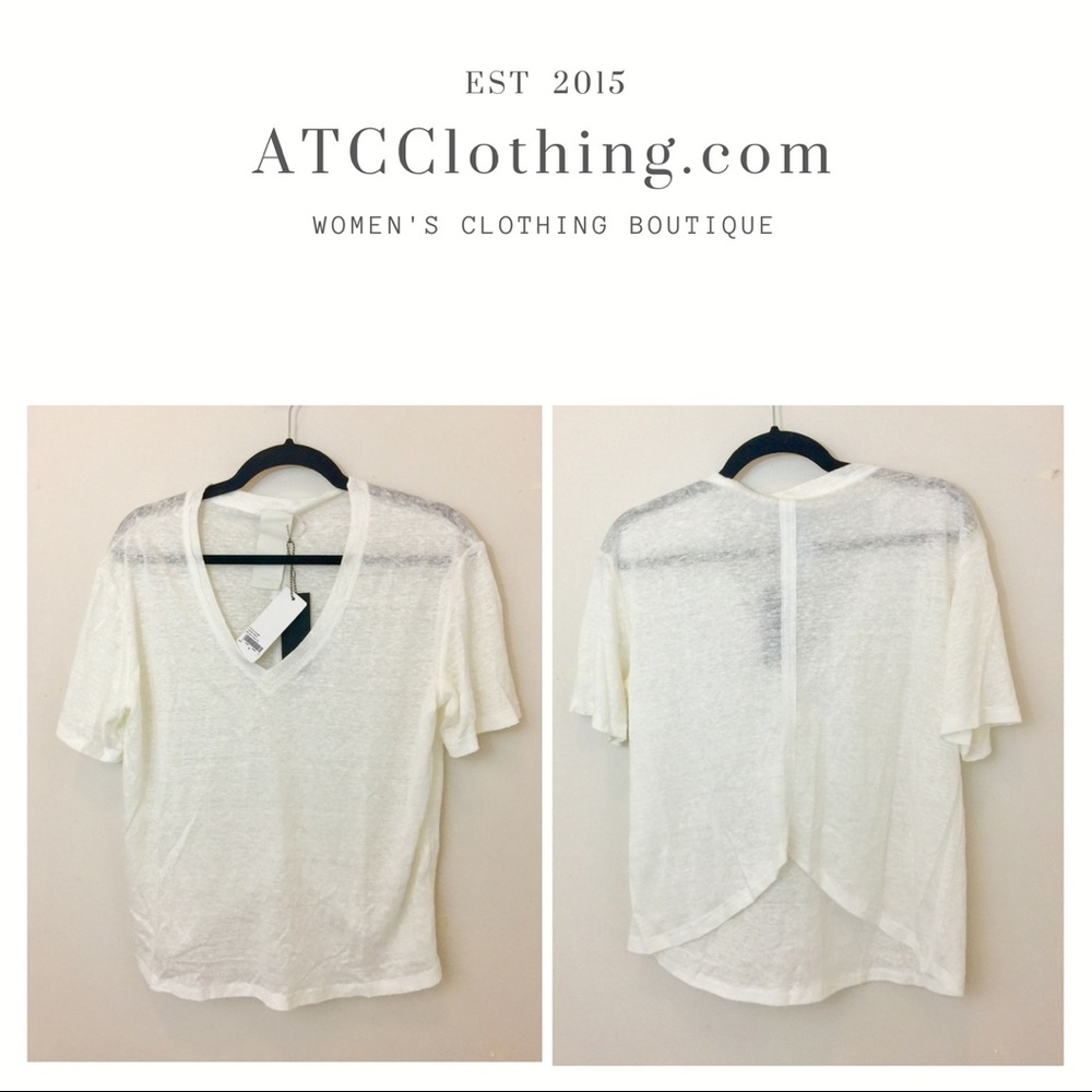 Heather by Bordeaux SS Linen V Neck Top