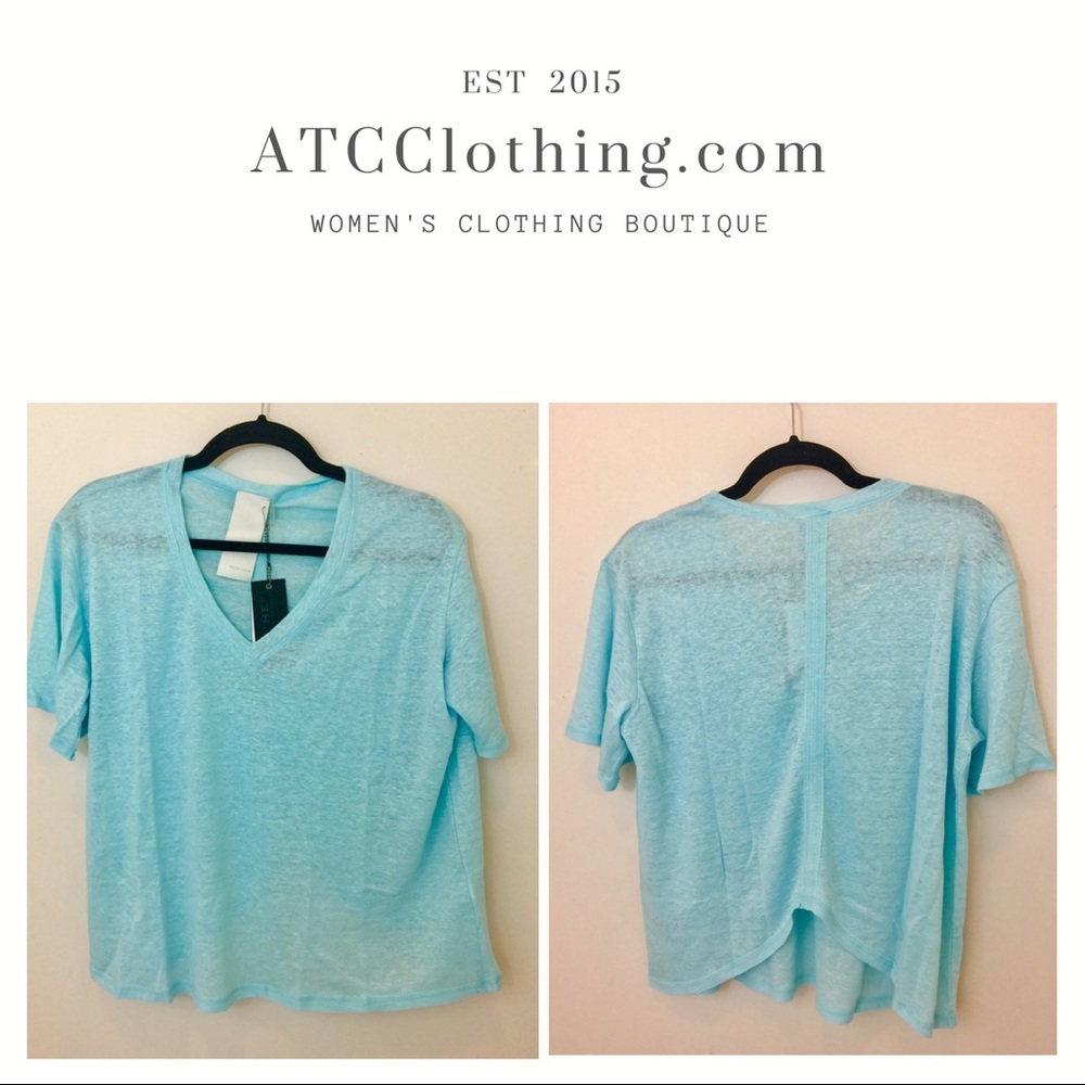 Heather by Bordeaux SS Linen V Neck Top