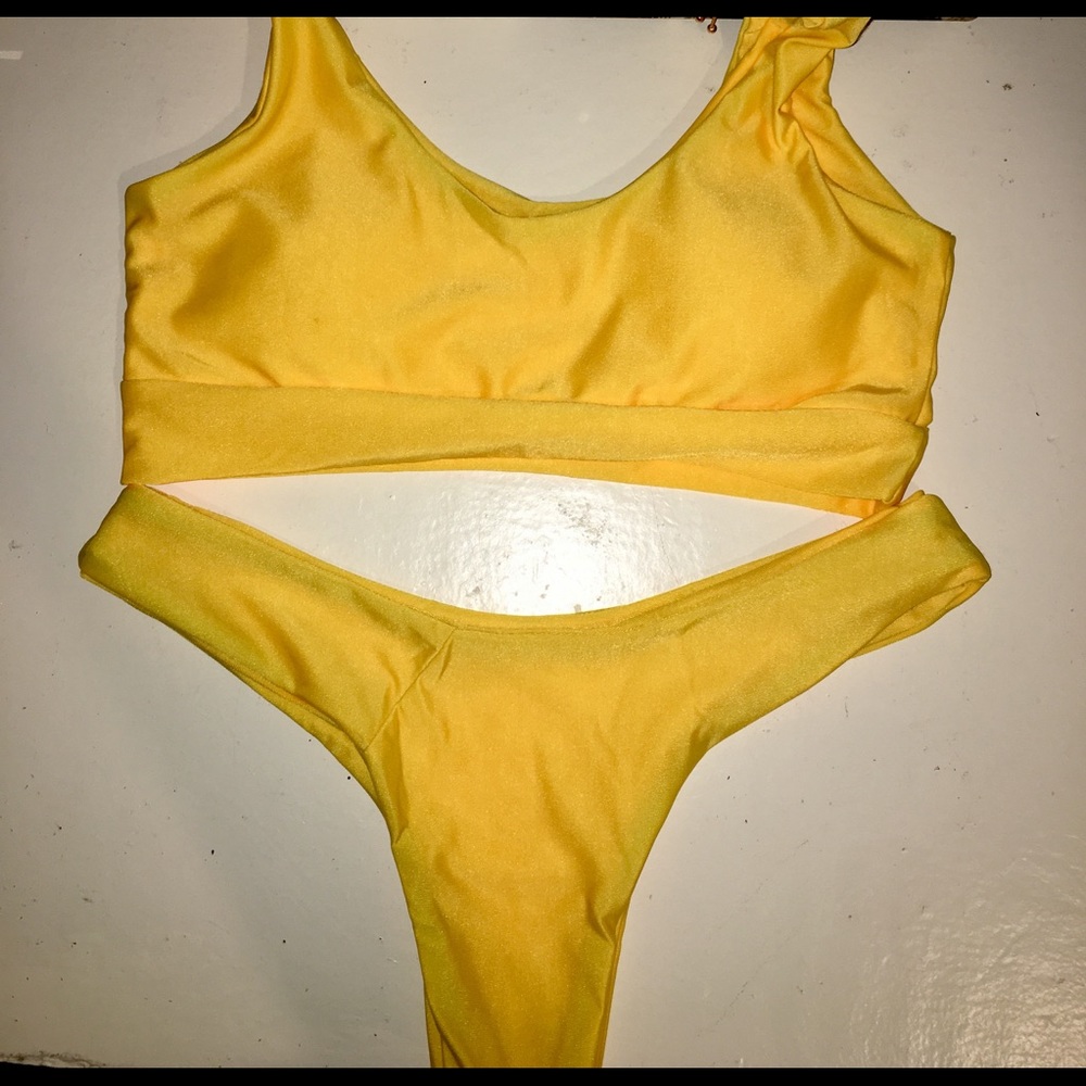 U Neck Bralette Thong Bikini Set