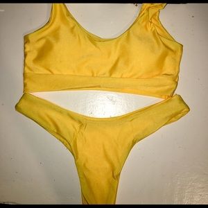 U Neck Bralette Thong Bikini Set