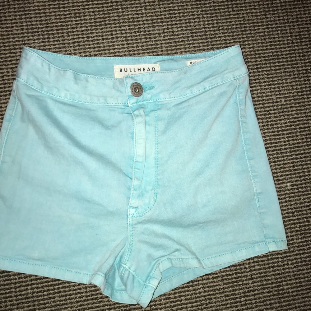 PAC sun aqua blue high rise shorts