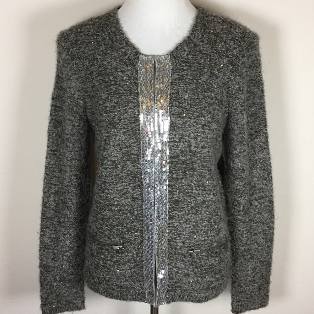 Banana Republic boucle knit sequin cardigan medium