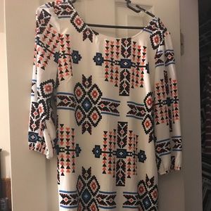 Aztec print shift dress