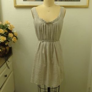 Max & Cleo Sleeveless Biege Pleated Shift Dress