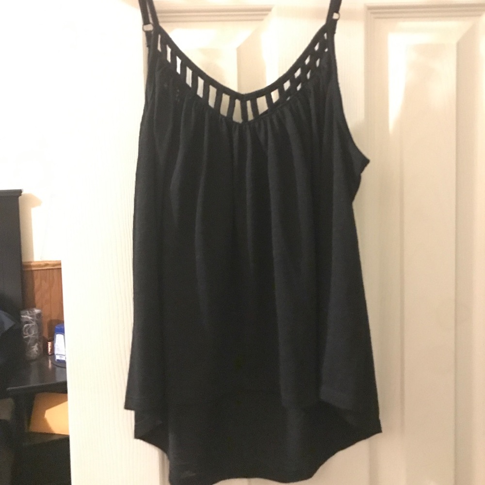 Black cage detail tank top