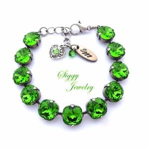 Swarovski Crystal Fern Green Cushion Cut Bracelet