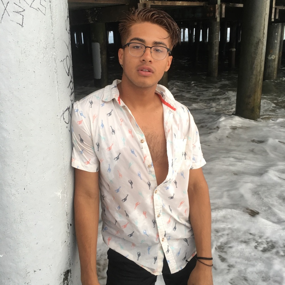 Giraffe men button up shirt
