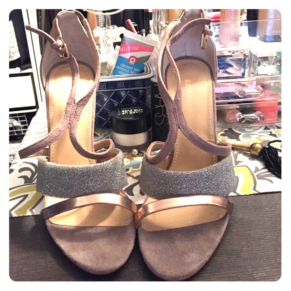 Express beaded dress 3 inch dress sandals