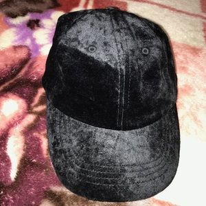 Black suede baseball cap