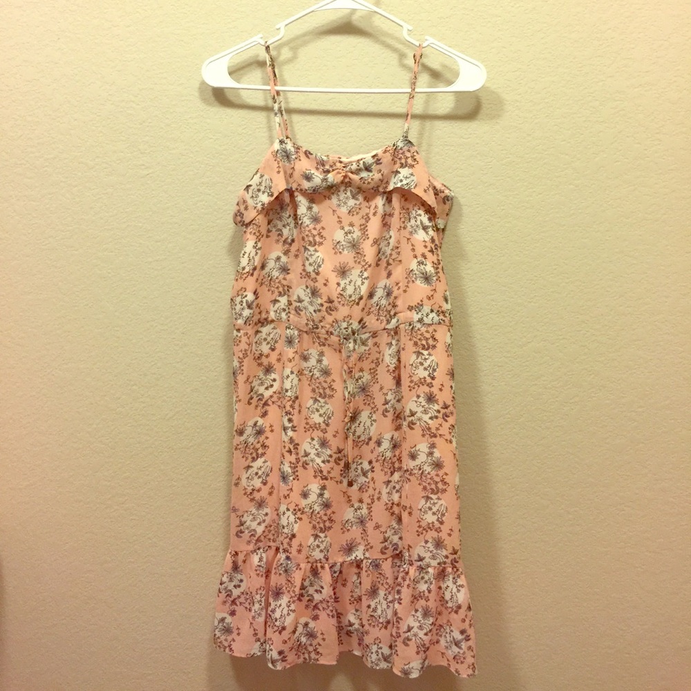 Forever 21 Pearl Pink Floral Summer Strap Dress