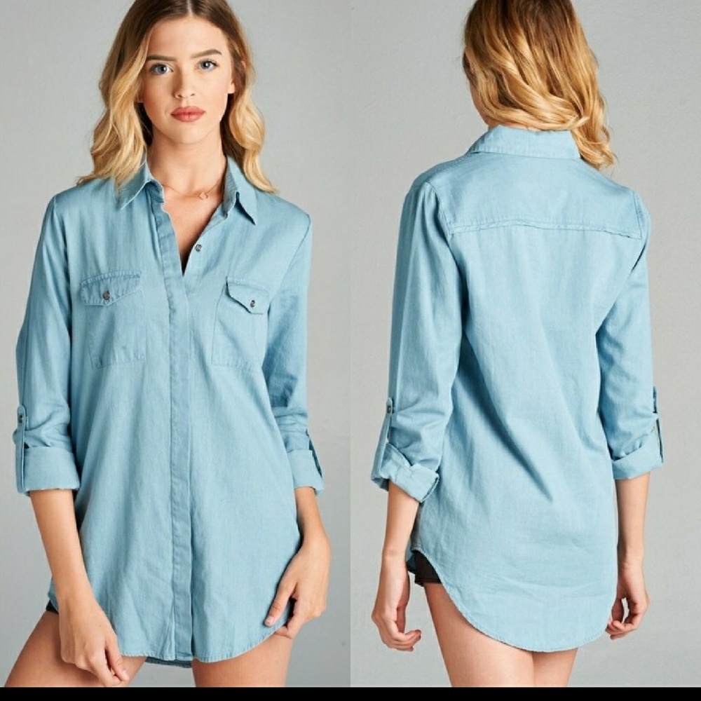 Denim Chambray button down shirt