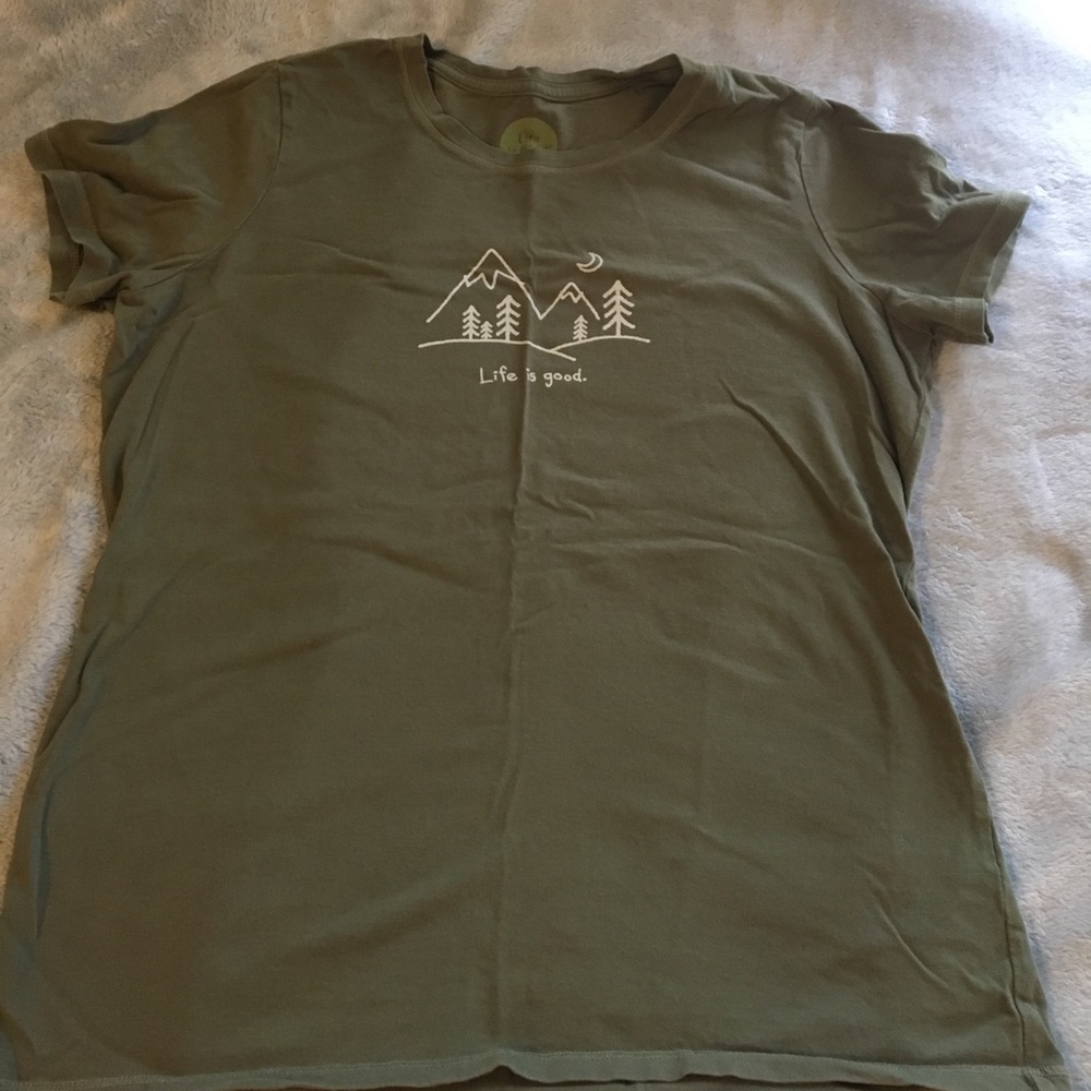 Life is Good Olive Green Tshirt