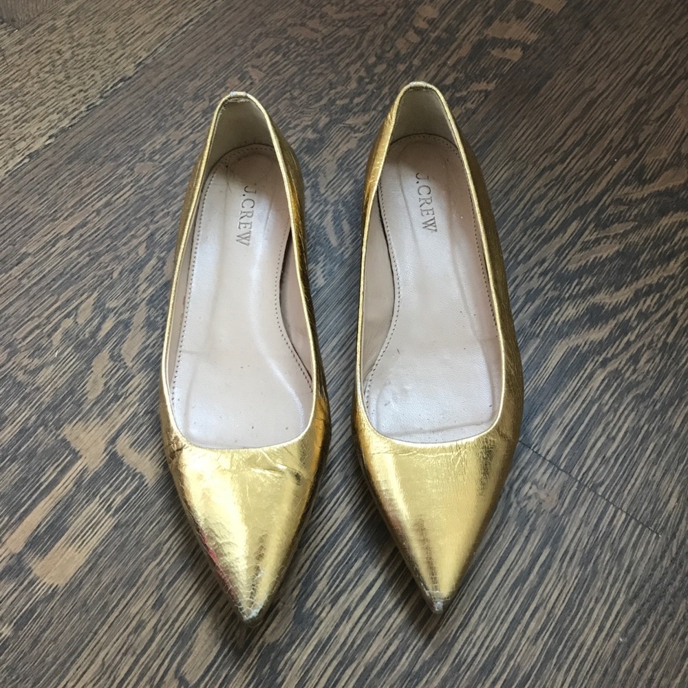 J. Crew Gold Metallic Flats