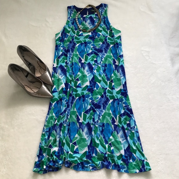 NWT Ralph Lauren blue and green trapeze dress - Picture 7 of 7