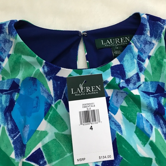 NWT Ralph Lauren blue and green trapeze dress - Picture 3 of 7