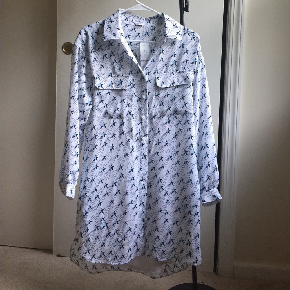 Printed Cuffed Shirt Dress