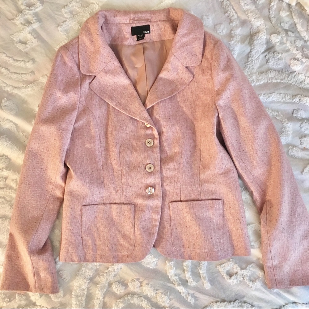 H&M Pink Herringbone Wool Pantsuit - Picture 3 of 8
