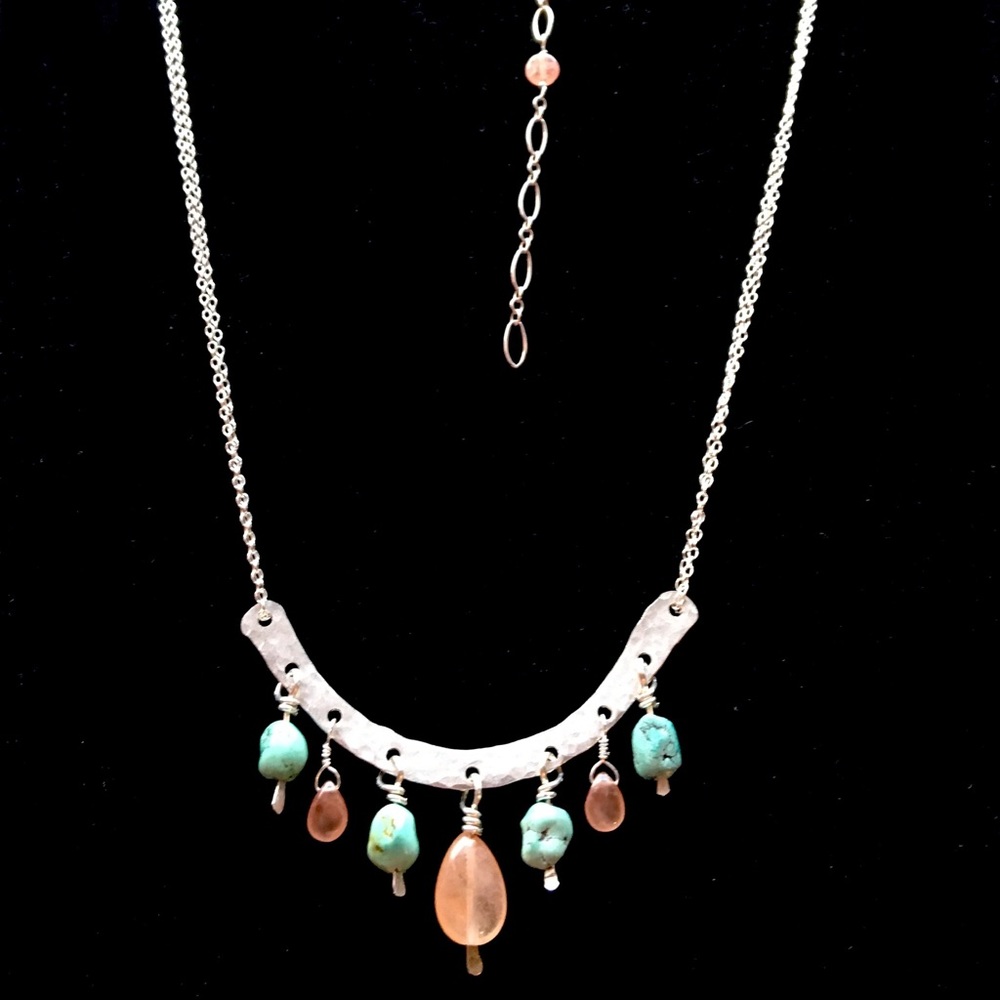 Sterling Silver, Turquoise Rhodochrosite Necklace