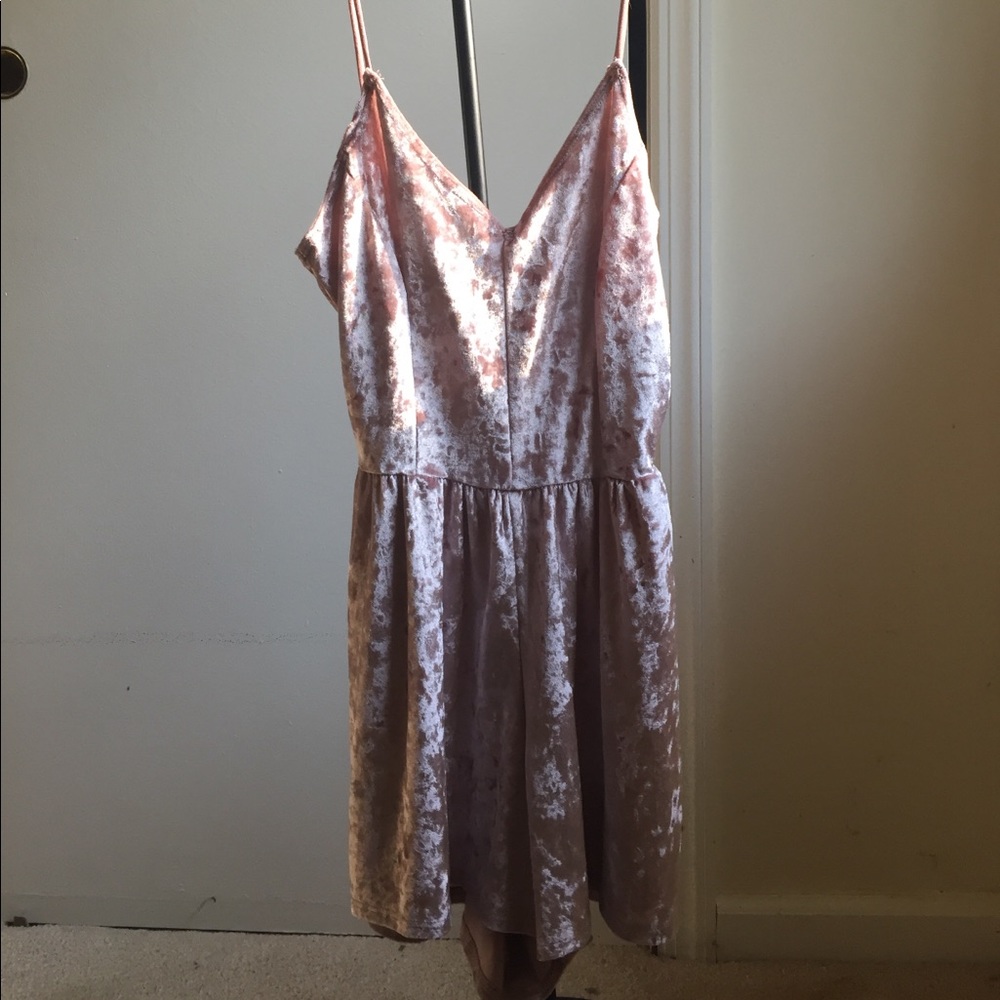 Velour Baby Pink V-Neck Romper