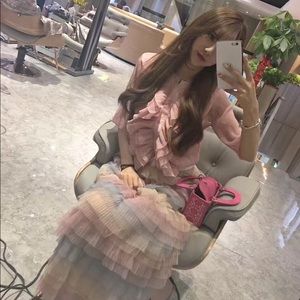 Pearl Rainbow Cake Lace Skirt