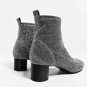 Silver Mid Heel Ankle Boots