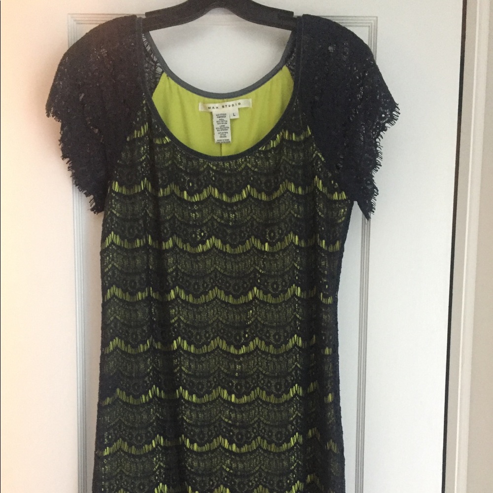 Navy lace shift dress