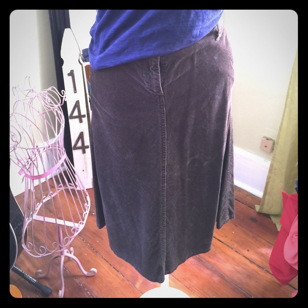 Chocolate corduroy a-line skirt