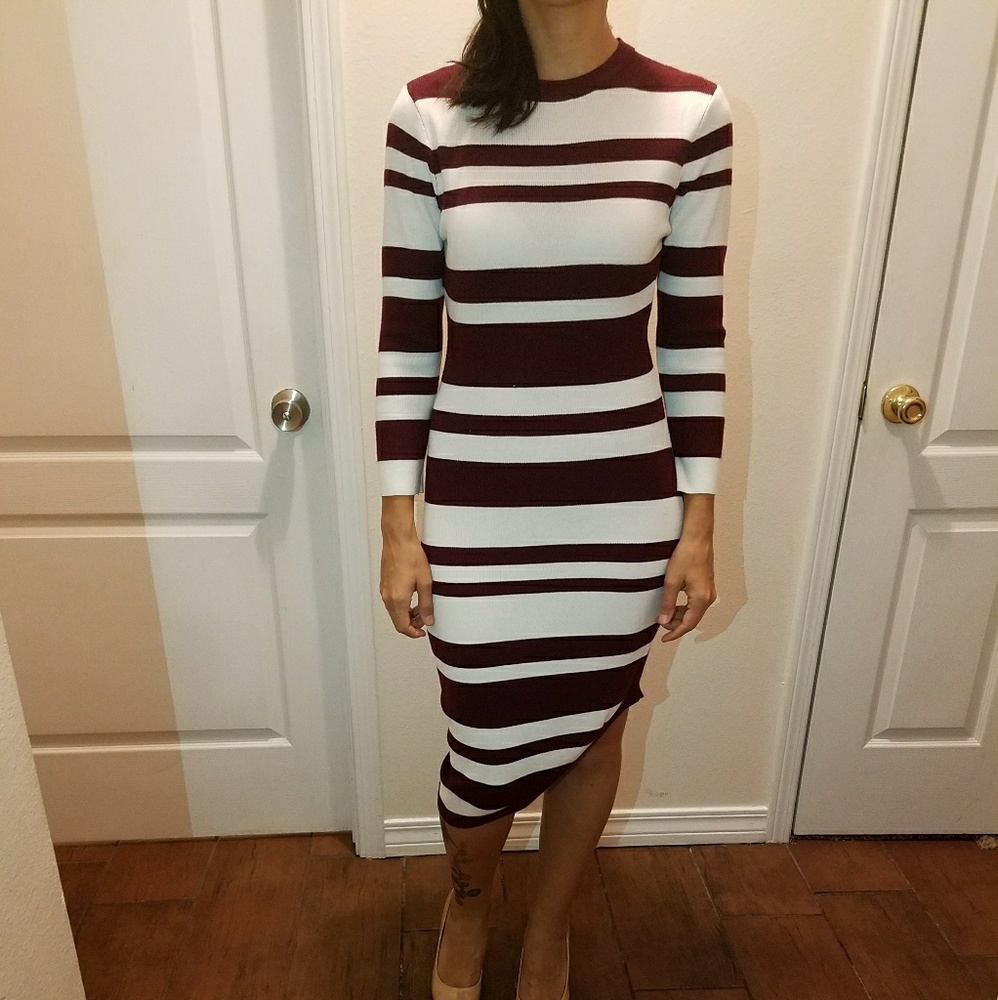 Esther red and white striped dress