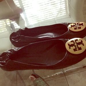 Tory Burch black patent flats