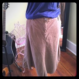 J. Crew tan, corduroy a-line skirt