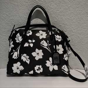 NWT LAUREN RALPH LAUREN AMBERLY DOME SATCHEL BLACK