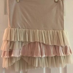 Free people ruffled skirt- pink and tan
