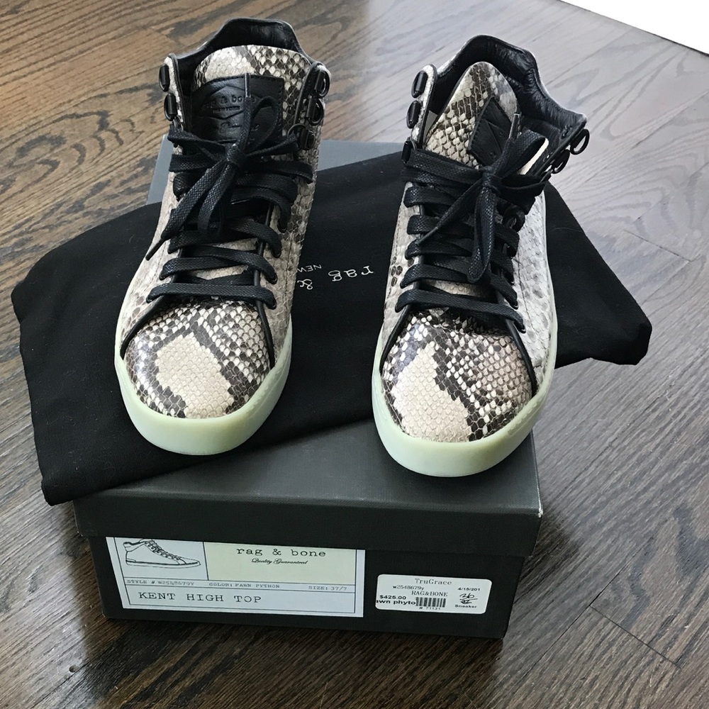 Rag & Bone python print leather high tops UNWORN