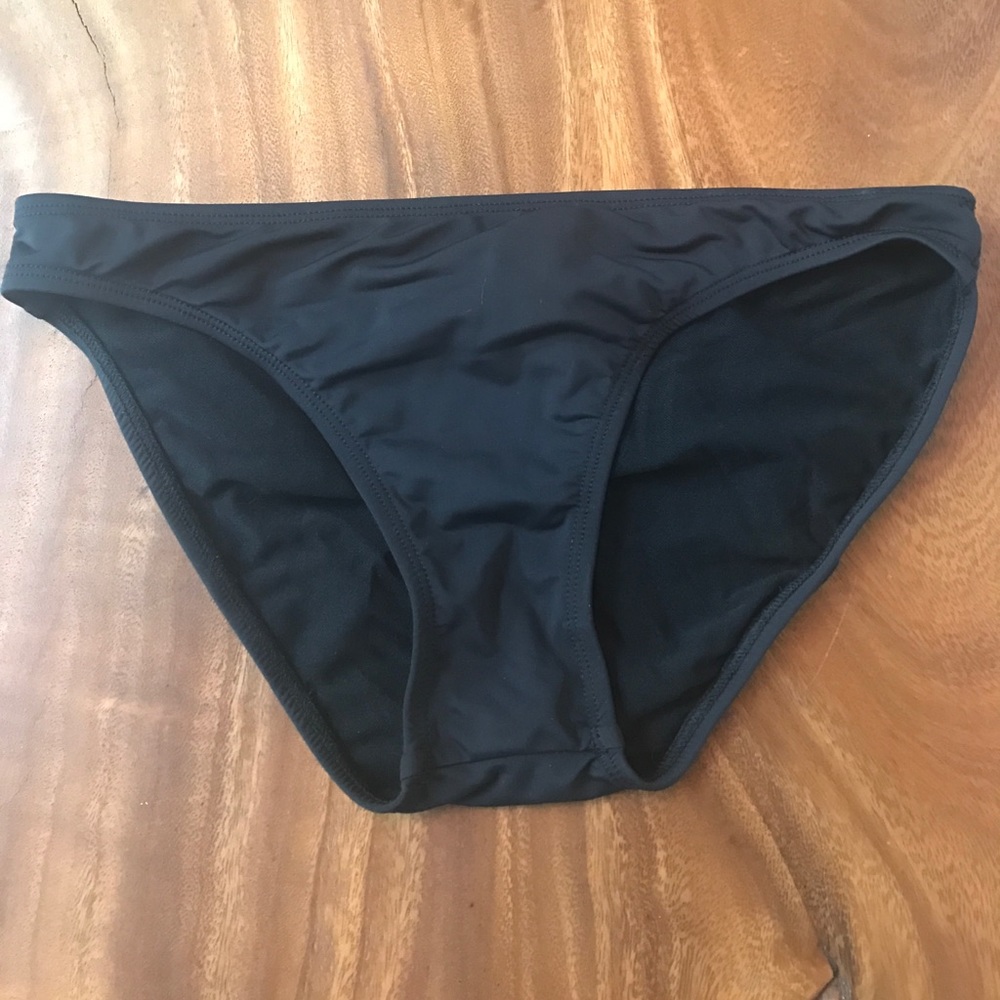 Solid black bikini bottom.