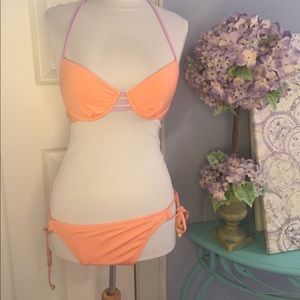 Lilac and peach 🍑 halter bikini 👙NWOT