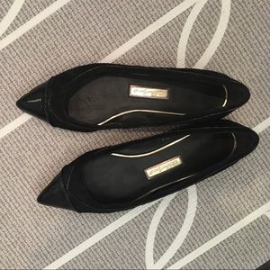 Boutique 9 suede/calf hair flats with gold toe!