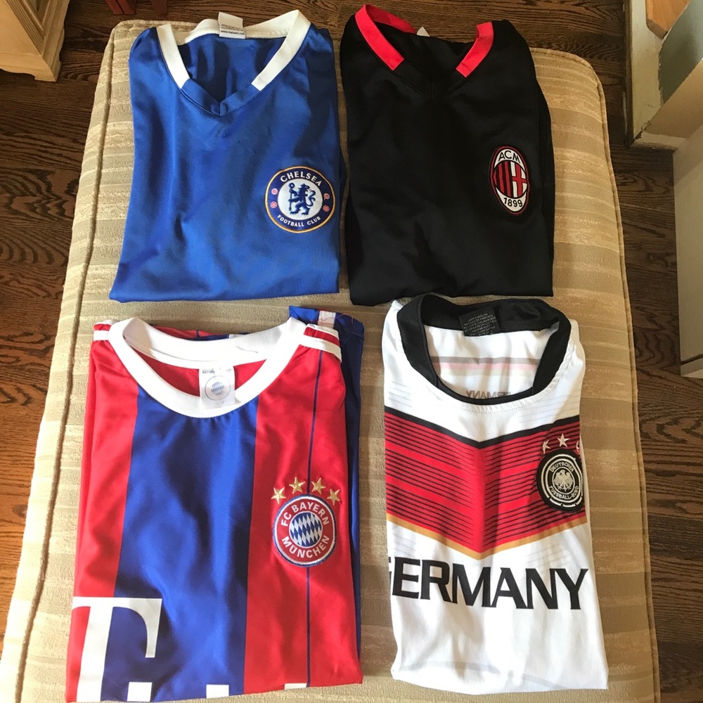 4 Soccer t-shirts
