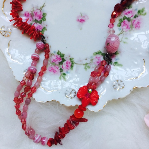 . {FLORAL CORAL} Vintage handmade chocker - Picture 4 of 5