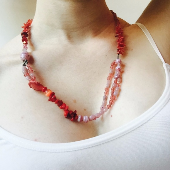 . {FLORAL CORAL} Vintage handmade chocker - Picture 5 of 5