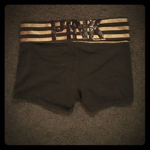 VS Pink Gold Sequins Yoga Shorts