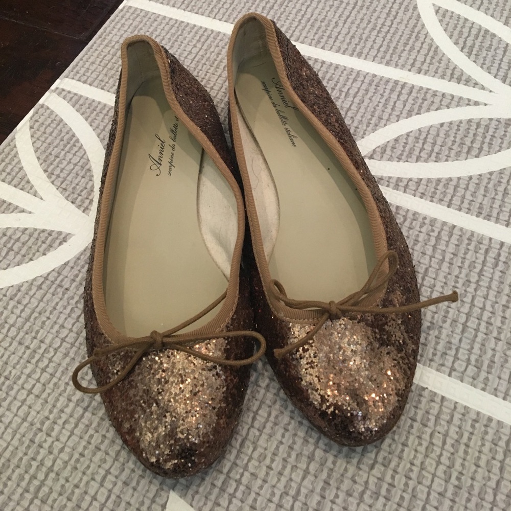 Rose Gold glitterated Anniel ballet flat ✨