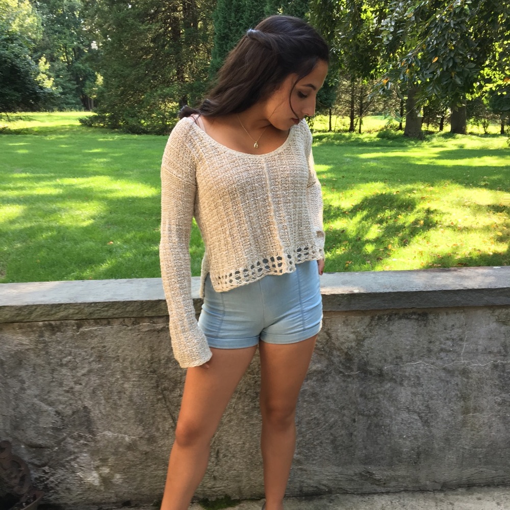 Kimchi Blue Light Wash High-Waisted Shorts