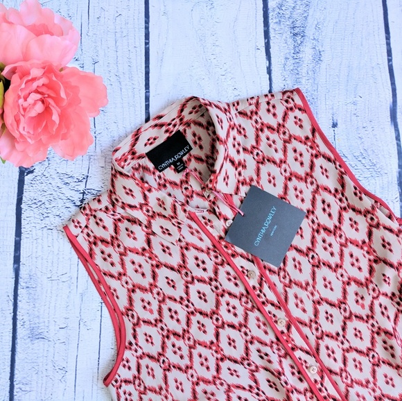 Cynthia Rowley Tops - Cynthia Rowley • Ikat print button-down sleeveless