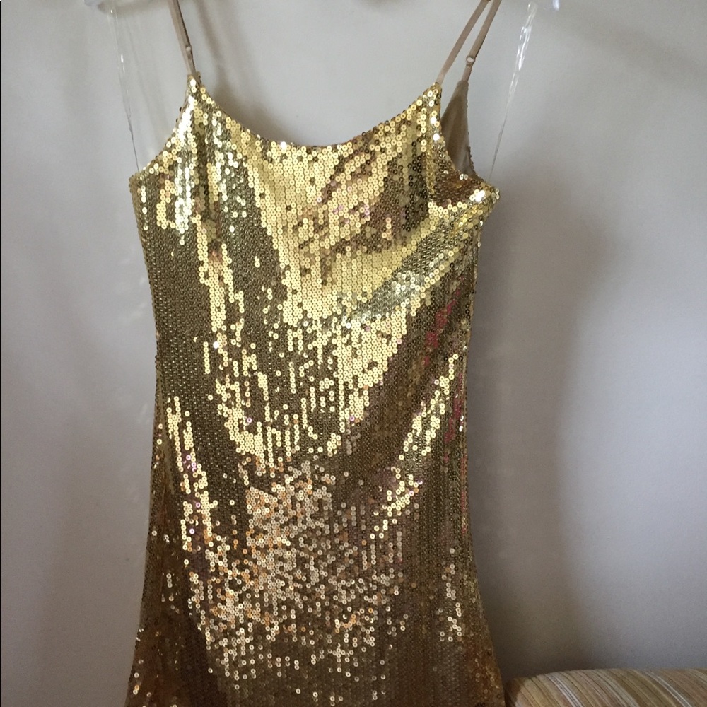 SOLD! Gold sequin slip dress