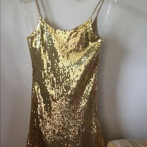 SOLD! Gold sequin slip dress