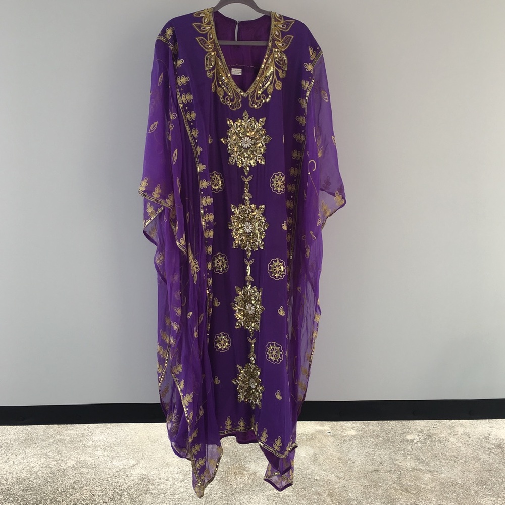 🎉PARTY SPECIAL‼️Ethnic Purple & Gold Silk Thobe